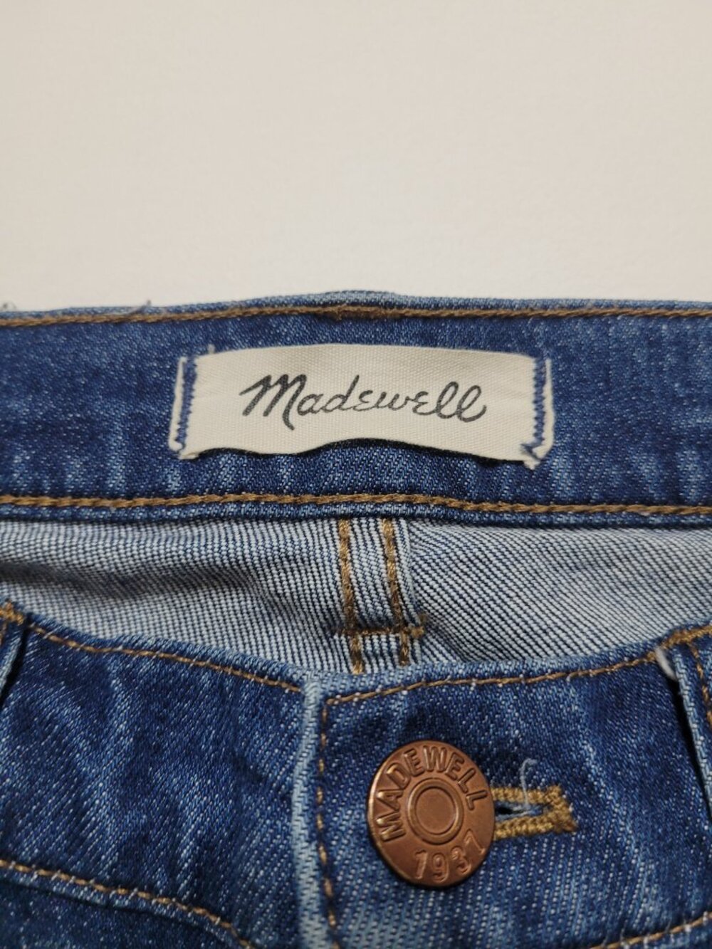 Madewell The Slim Boyjean Distressed Blue Denim Jeans Low Mid Rise Size 25 - Picture 7 of 13
